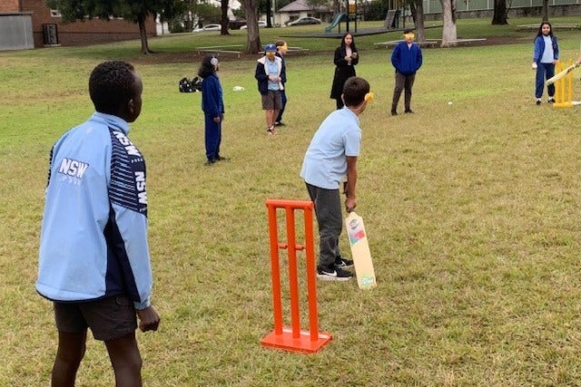 Students playing Inclusive Cricket